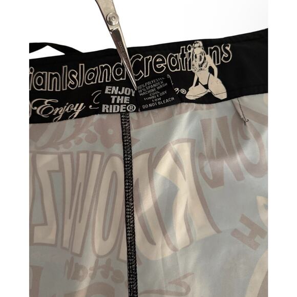 Hawaiian island creations (HIC) Board shorts blue and black Design sz 32 - Picture 9 of 12